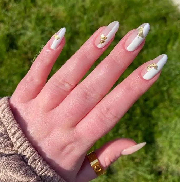 Vertical Nude and White Nail Designs