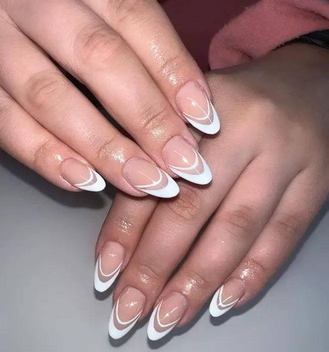 White Double French Tip Nails