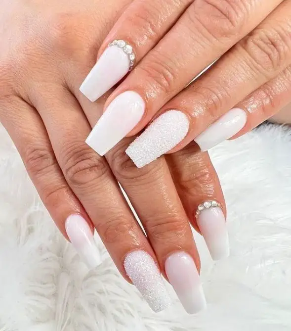 White Nails With Sugaring
