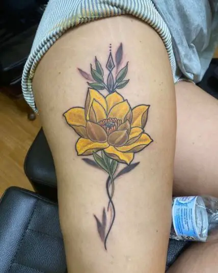 Yellow Lotus Flower Tattoo Art