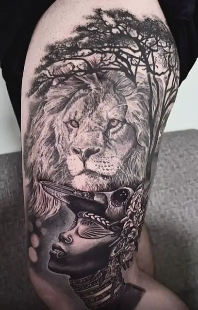 african lion tattoo