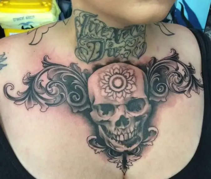 artistic skull tattoo