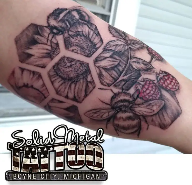 bee and sunflower tattoo