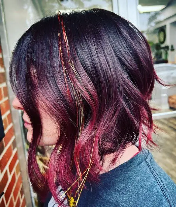 black cherry ombre on short hair