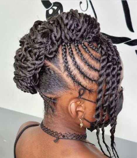 braids and twists mohawk hairstyle