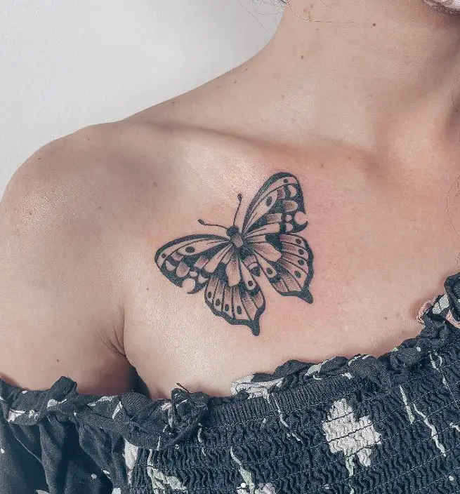 butterfly chest tattoo