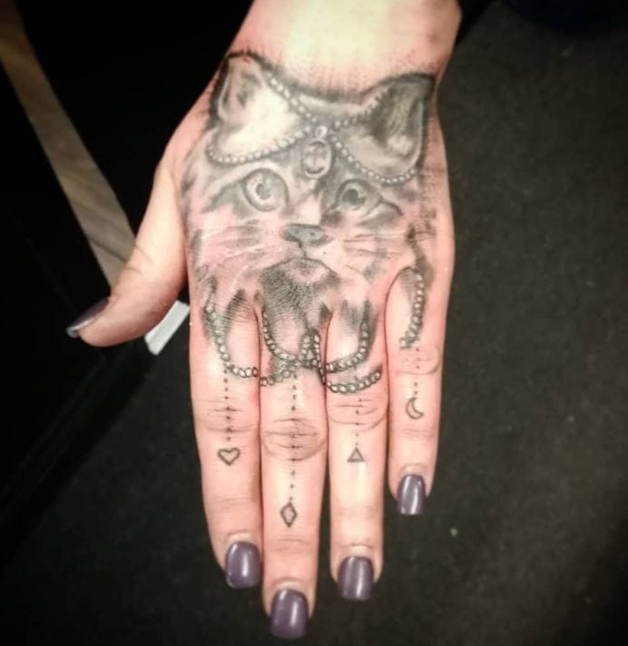 cat tattoo with shading