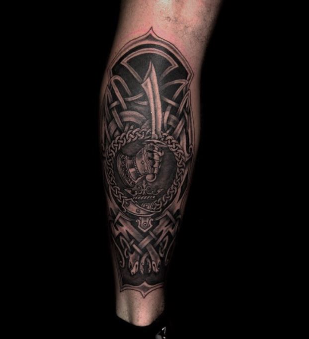 celtic calf tattoo in black