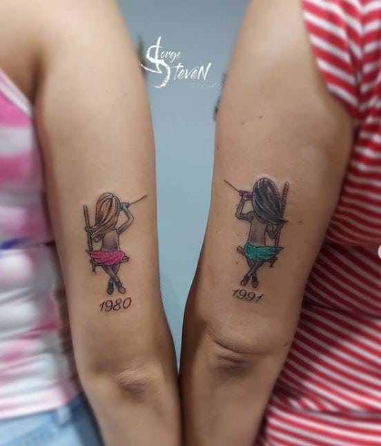coloured sisters tattoos with year