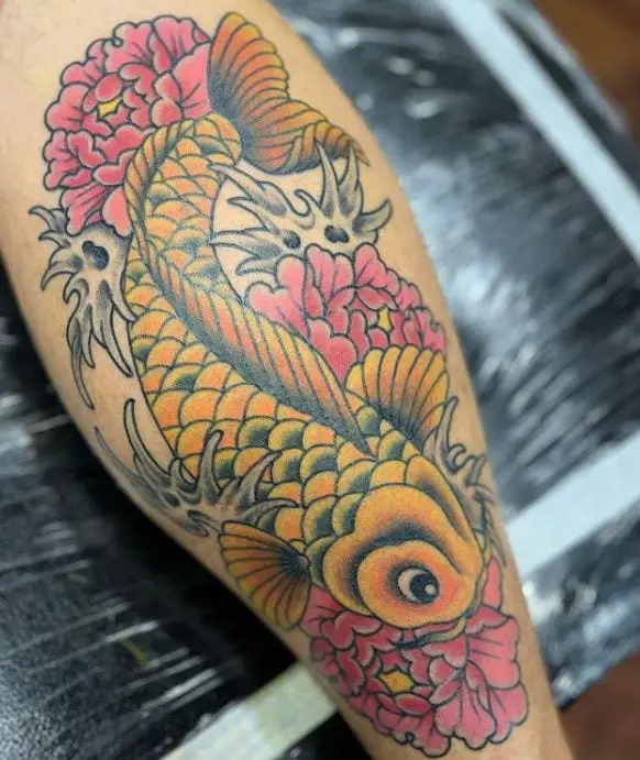 colourful koi fish tattoo