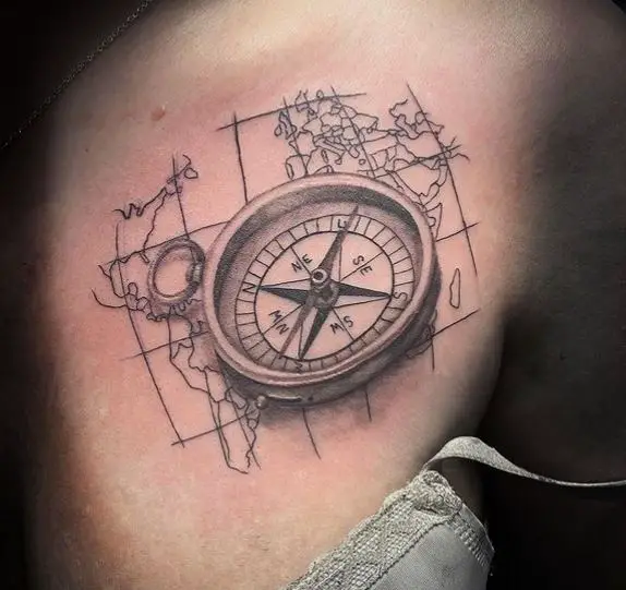 compass chest tattoo