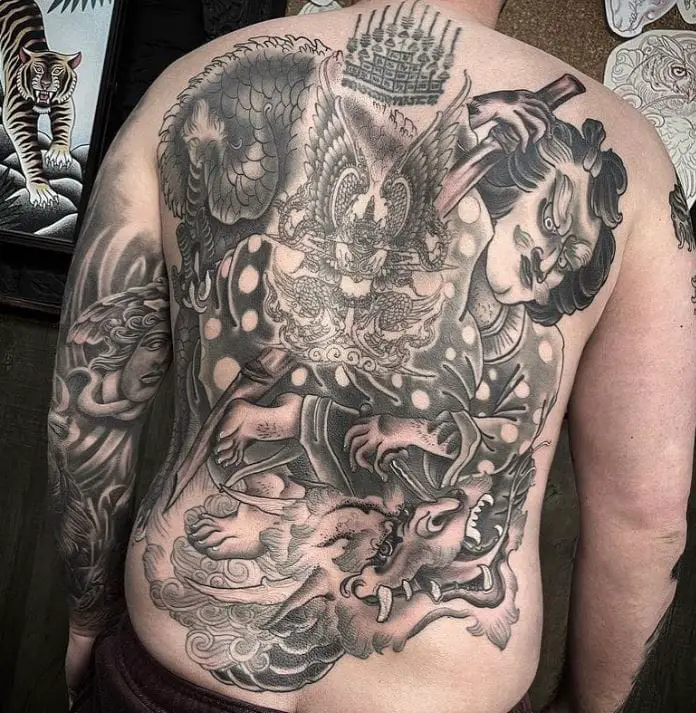 complex scary dragon tattoo