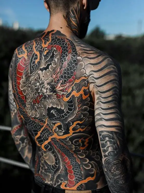cool dragon back tattoo design
