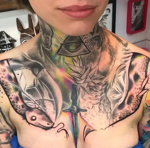 dagger chest tattoo