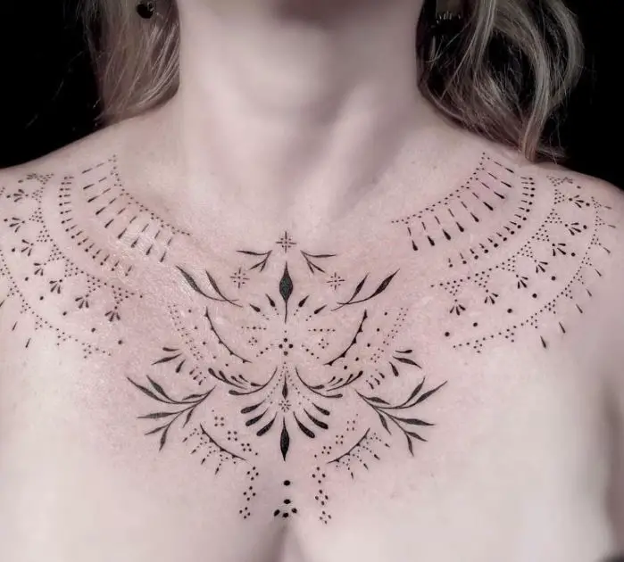 decorative full chest tattoo