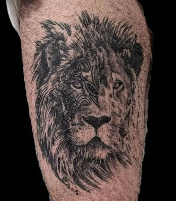 detailed lion tattoo