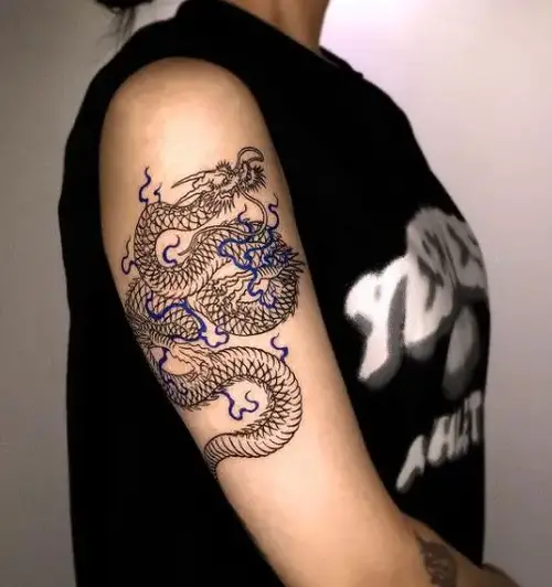 dragon tattoo with a bit of colour