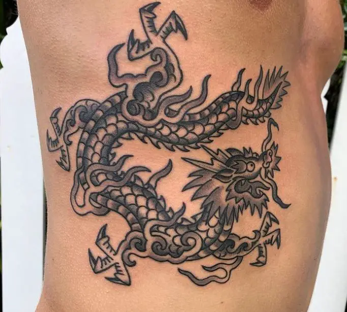 dragon tattoo with bold lines