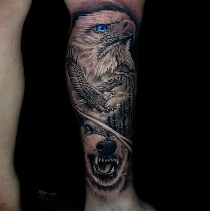 eagle and wolf tattoo