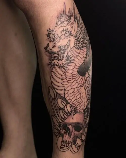 fierce dragon tattoo in black