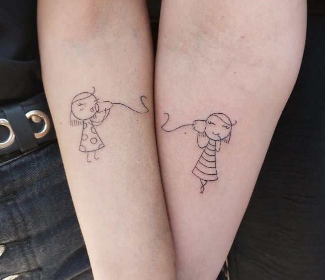 fineline sisters tattoo of a drawing