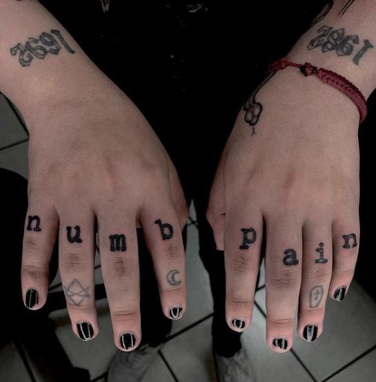 finger tattoos of wordings