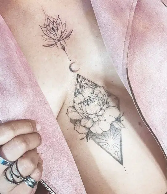floral chest tattoo