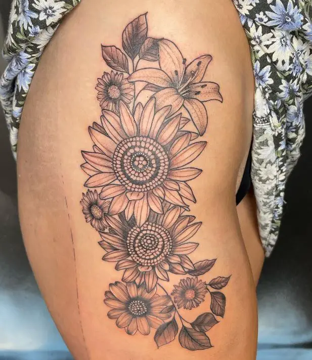 floral hip tattoo