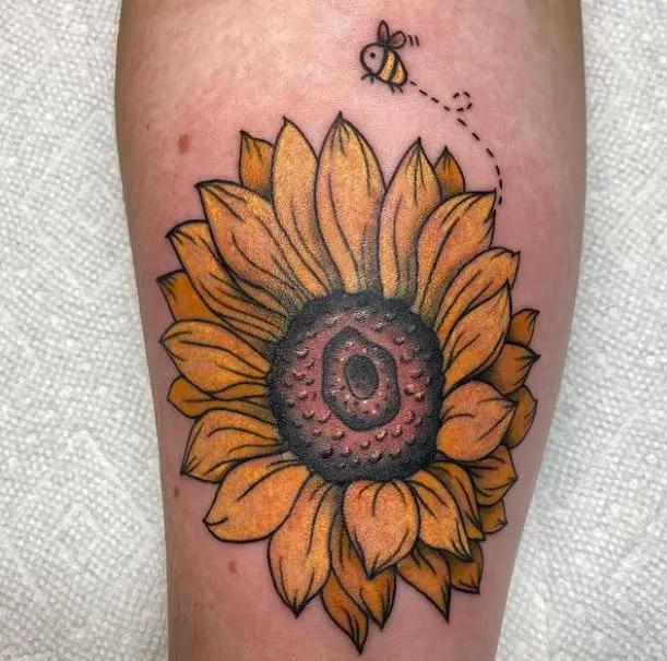 flower and bee tattoo