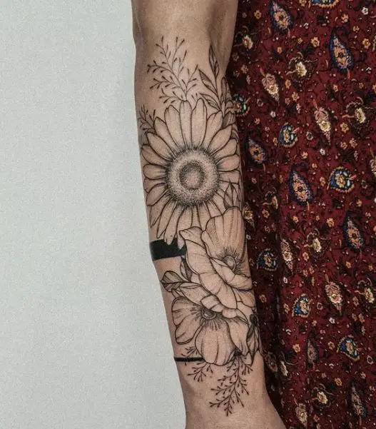 flowers with armband tattoo