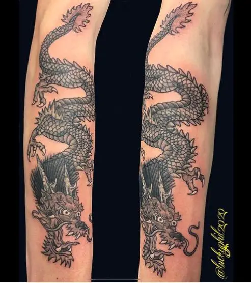 forearm japanese dragon tattoo