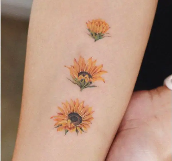 forearm sunflower tattoo