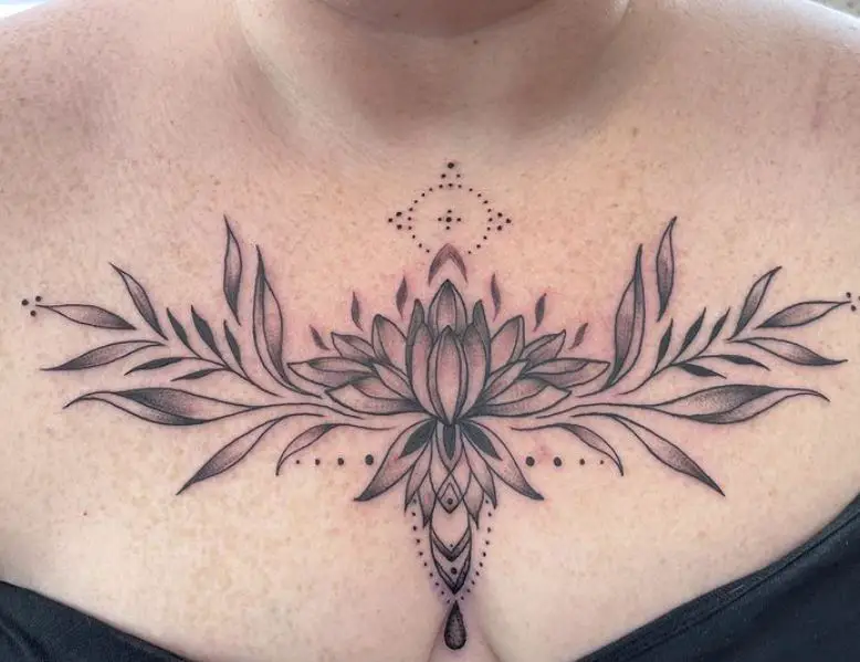 full chest lotus tattoo