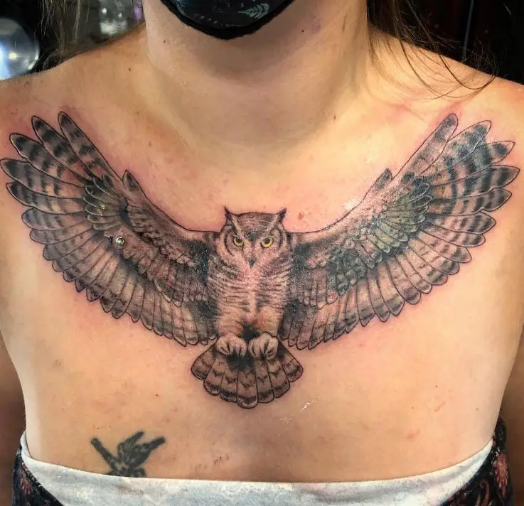 full chest owl tattoo