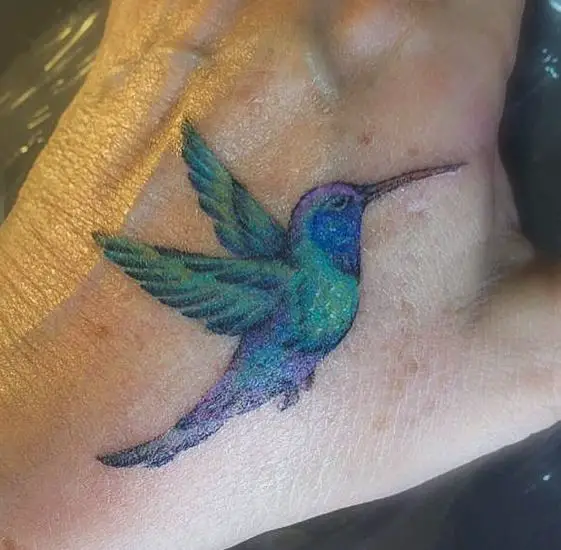 full colour bird tattoo