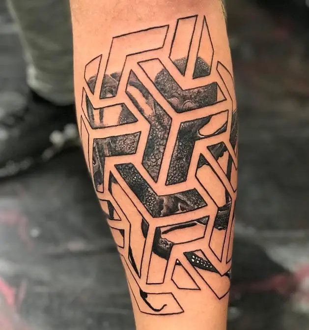 geometric tattoo withan octopus
