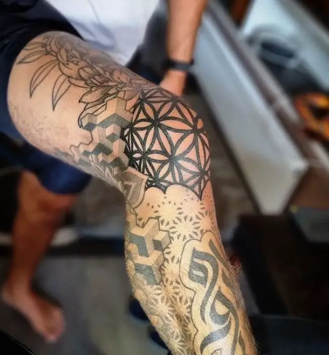 geometry and flower tattoo