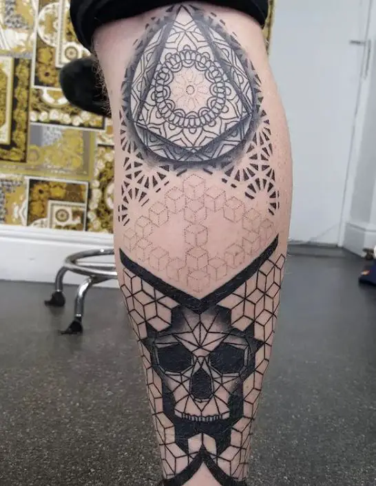 geometry and skull tattoo