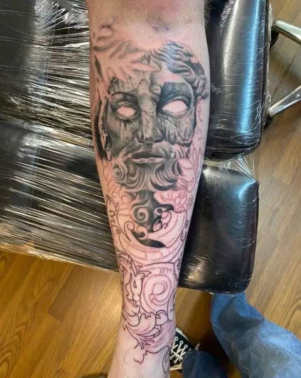 greek leg sleeve tattoo