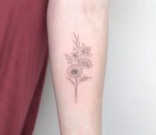 grey sunflower tattoo