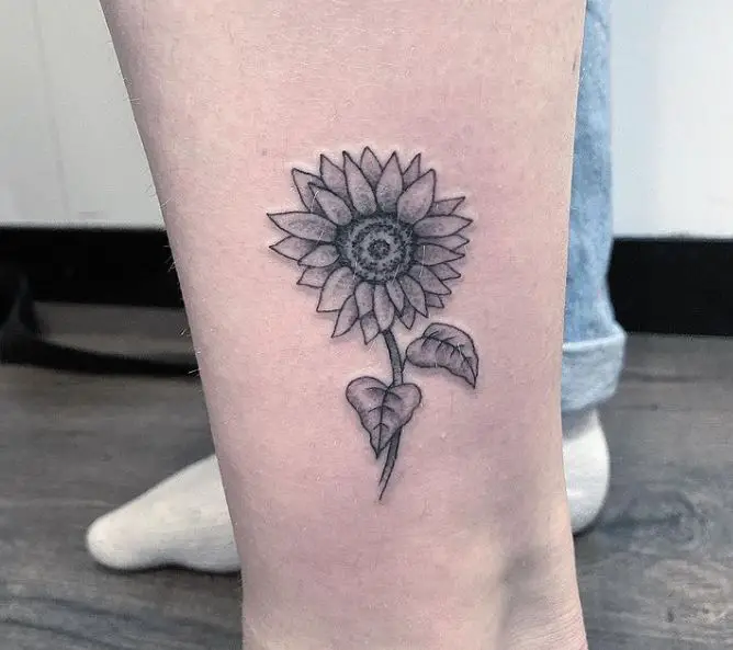 grey sunflower tattoo