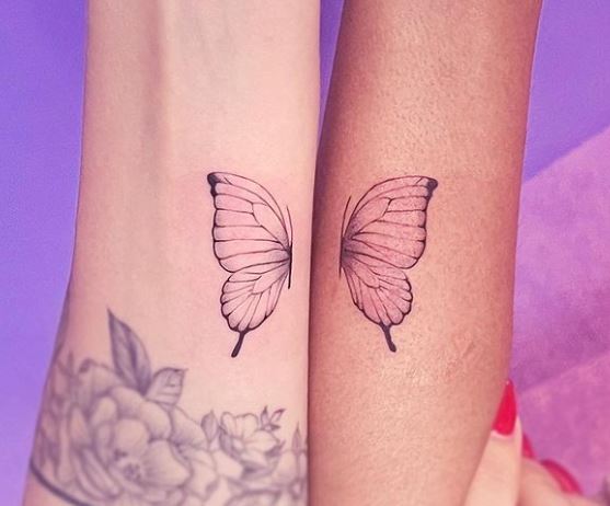 half butterfly matching tattoos