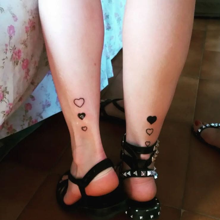 heart tattoos on the legs