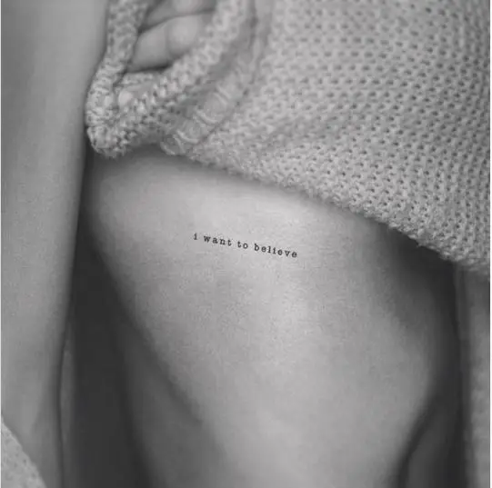 i want to believe lettering tattoo