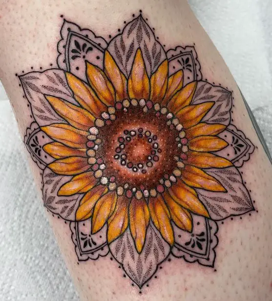 illustrative sunflower tattoo