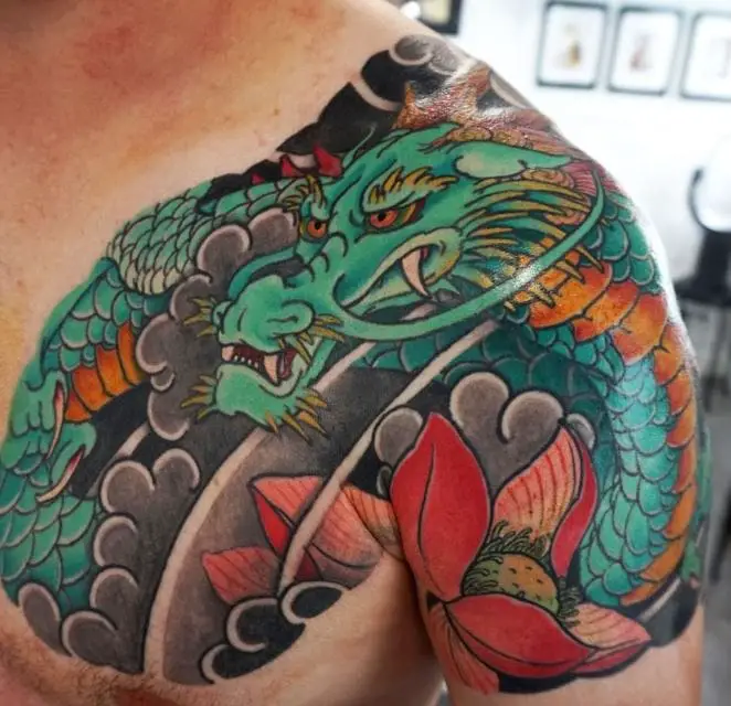 japanese drago tattoo in colour