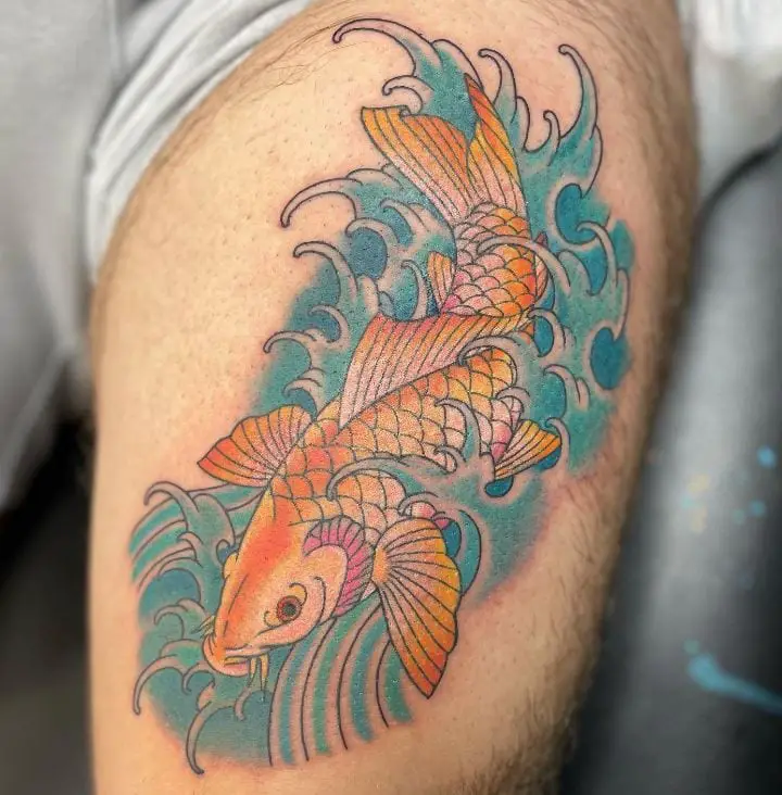 koi fish tattoo leg tattoo