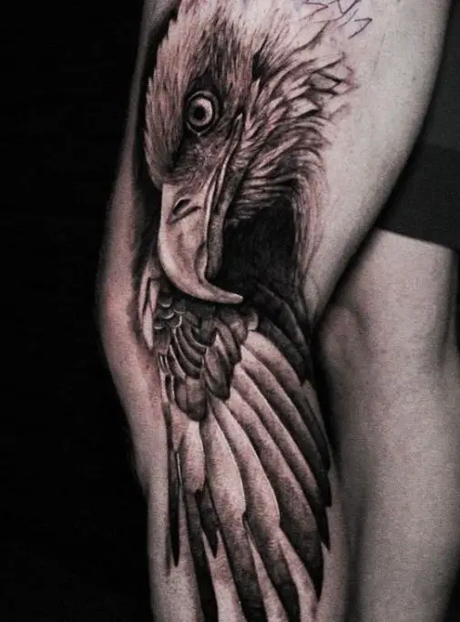 large complex eagle leg tattoo