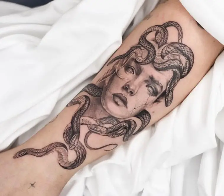 large medusa hand tattoo