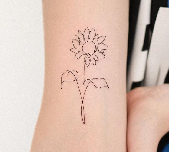 line drawing sunflower tattoo